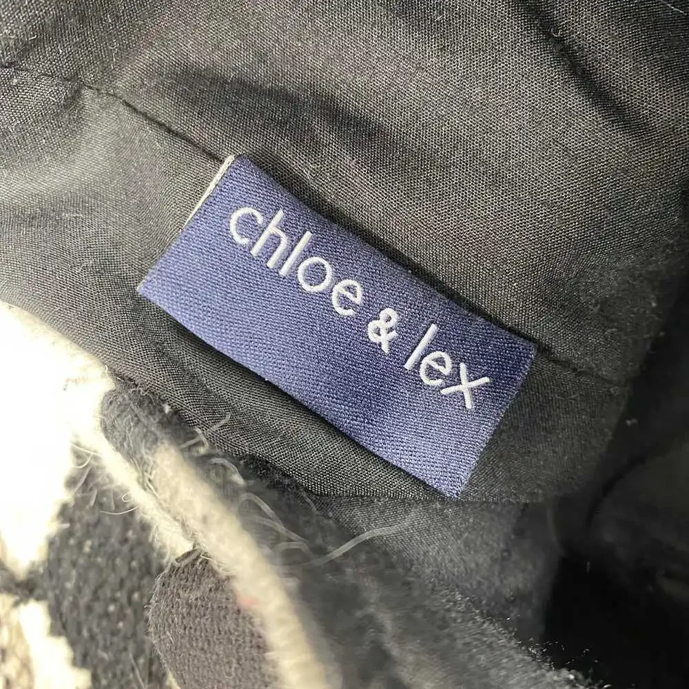 Chloe & Lex Black Cream Woven Wool Blend Tote | Women’s OS